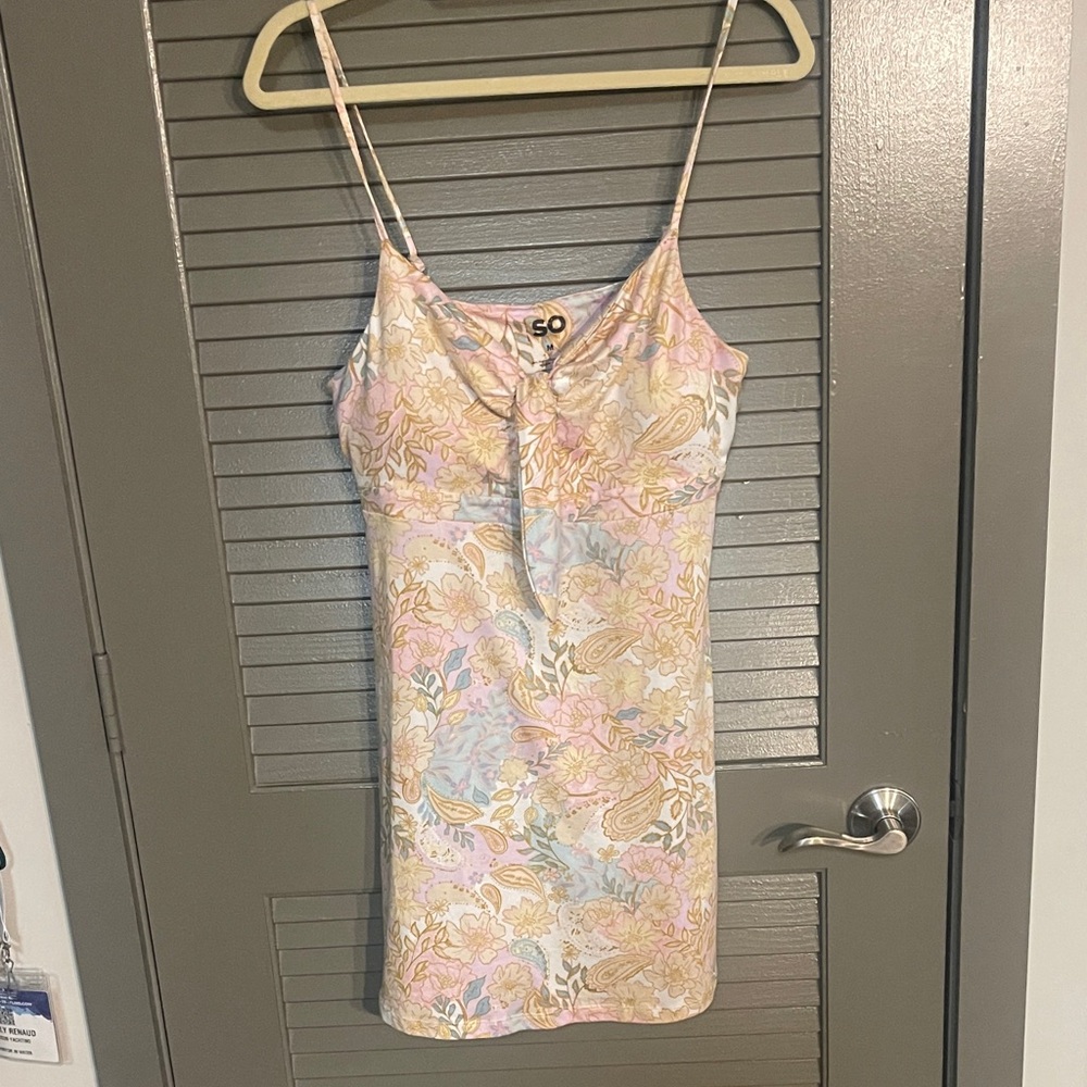 SO Floral Mini Dress - Pink, Yellow, White